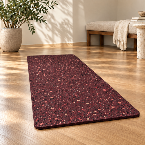 Grellina™ Burgundy Flecked Rubber Yoga Mat — full mat