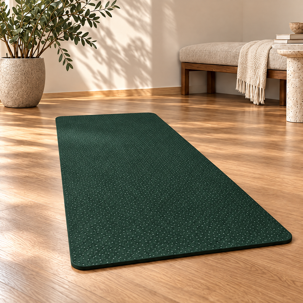 Grellina™ Forest Green Micro-Dot Rubber Yoga Mat — full mat