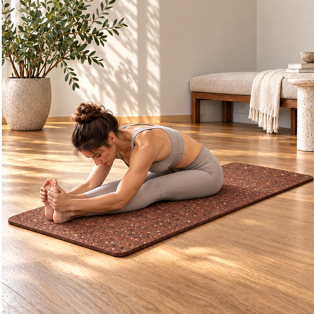 Grellina™ Terracotta Flecked Rubber Yoga Mat — yoga practice