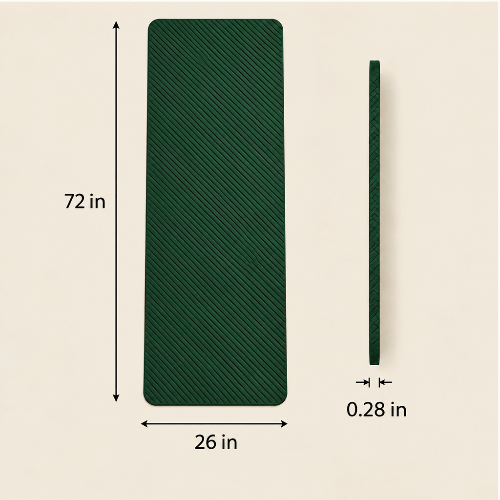 Grellina™ Forest Green Diagonal Texture TPE Yoga Mat — 72 in L × 26 in W × 0.28 in thick