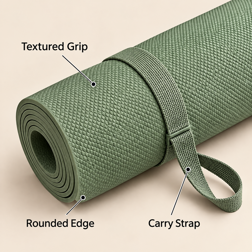 Grellina™ Textured surface, rounded edge, and matching carry strap