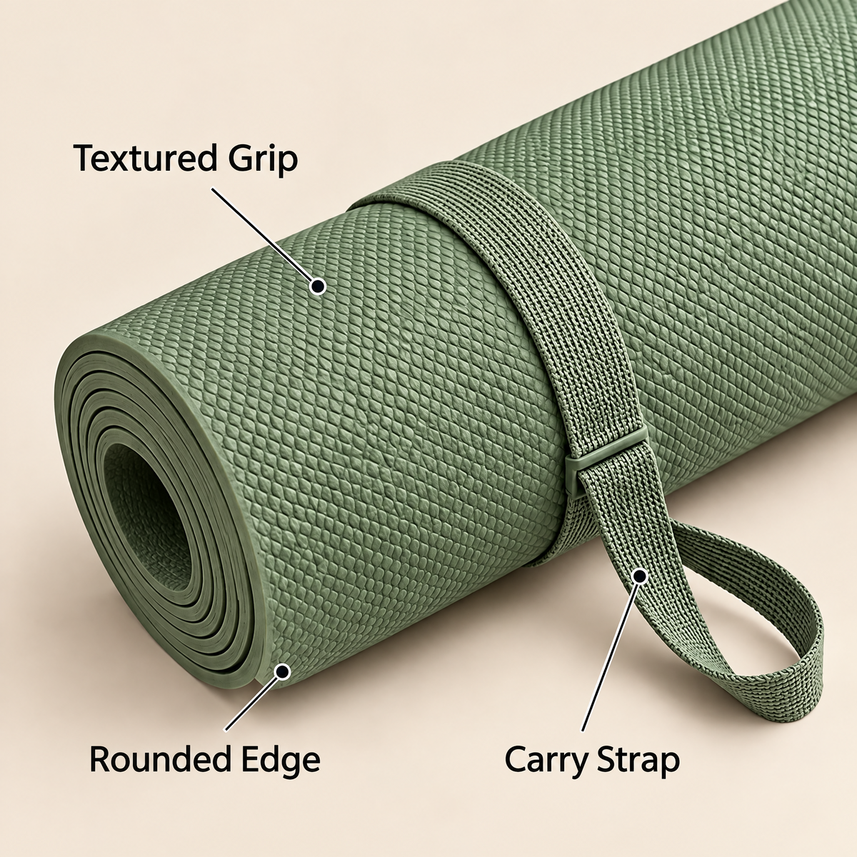 Grellina™ Textured surface, rounded edge, and matching carry strap