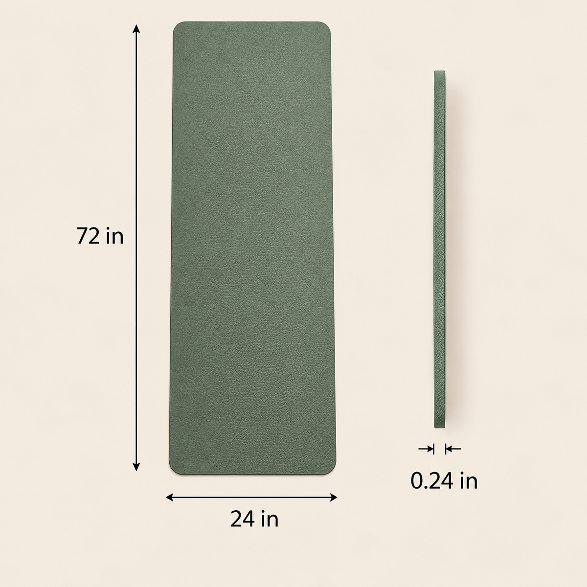 Grellina™ Mat dimensions: 72 in long, 24 in wide, 0.24 in thick